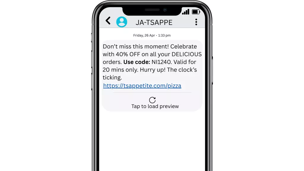 SMS Template for food delivery apps